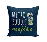 Fabulous Coussin 40x40 cm Métro Boulot Mojito Apéro Rhum Cocktail
