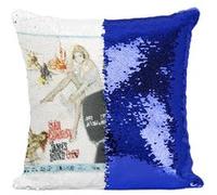 Fabulous Coussin avec Housse Sequin - Paillettes Bleu 007 James Bond From Russia With Love [40 x 40 cm] Bleu G
