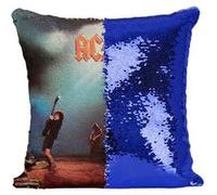 Fabulous Coussin avec Housse Sequin - Paillettes Bleu ACDC Let There Be Rock [40 x 40 cm] Bleu G