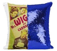 Fabulous Coussin avec Housse Sequin - Paillettes Bleu Affiche Mrs Wiggs of the Cabbage Patch Pauline [40 x 40 cm] Bleu G