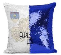 Fabulous Coussin avec Housse Sequin - Paillettes Bleu Alpes de Haute Provence carte ancienne [40 x 40 cm] Bleu G