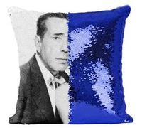 Fabulous Coussin avec Housse Sequin - Paillettes Bleu Audrey Hepburn Actrice 7 [40 x 40 cm] Bleu G