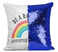 Fabulous Coussin avec Housse Sequin - Paillettes Bleu Be a Rainbow Discover Yourself [40 x 40 cm] Bleu G