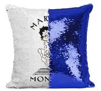 Fabulous Coussin avec Housse Sequin - Paillettes Bleu Betty Boop - Marilyn Monroe [40 x 40 cm] Bleu G