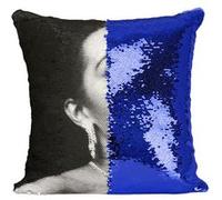 Fabulous Coussin avec Housse Sequin - Paillettes Bleu Billie Holiday Chanteuse 3 [40 x 40 cm] Bleu G