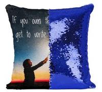 Fabulous Coussin avec Housse Sequin - Paillettes Bleu Brene Brown If You Own Citation [40 x 40 cm] Bleu G