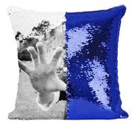 Fabulous Coussin avec Housse Sequin - Paillettes Bleu Bruce Lee Noir & Blanc Hong Kong [40 x 40 cm] Bleu G