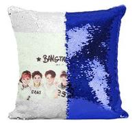 Fabulous Coussin avec Housse Sequin - Paillettes Bleu BTS Happy 1st Anniversary [40 x 40 cm] Bleu G