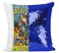 Fabulous Coussin avec Housse Sequin - Paillettes Bleu Buccaneer's Girl Cinéma Vintage [40 x 40 cm] Bleu G