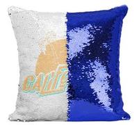Fabulous Coussin avec Housse Sequin - Paillettes Bleu California Palmier [40 x 40 cm] Bleu G