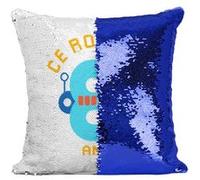 Fabulous Coussin avec Housse Sequin - Paillettes Bleu Ce Robot À 8 Ans [40 x 40 cm] Bleu G