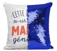 Fabulous Coussin avec Housse Sequin - Paillettes Bleu Cette Femme est une Mamie Géniale [40 x 40 cm] Bleu G
