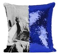 Fabulous Coussin avec Housse Sequin - Paillettes Bleu Charlie Chaplin Acteur Baignoire [40 x 40 cm] Bleu G