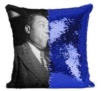 Fabulous Coussin avec Housse Sequin - Paillettes Bleu Charlie Parker Bird Saxophone [40 x 40 cm] Bleu G
