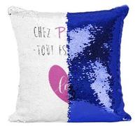 Fabulous Coussin avec Housse Sequin - Paillettes Bleu Chez Papi Tout Est Permis Love [40 x 40 cm] Bleu G