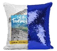 Fabulous Coussin avec Housse Sequin - Paillettes Bleu Col du Tourmalet Collage [40 x 40 cm] Bleu G