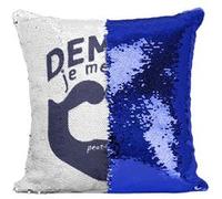 Fabulous Coussin avec Housse Sequin - Paillettes Bleu Demain je me rase (peut-être) [40 x 40 cm] Bleu G