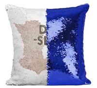 Fabulous Coussin avec Housse Sequin - Paillettes Bleu Deux-Sèvres carte ancienne [40 x 40 cm] Bleu G