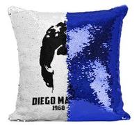 Fabulous Coussin avec Housse Sequin - Paillettes Bleu Diego Maradona 1960 - 2020 [40 x 40 cm] Bleu G