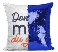 Fabulous Coussin avec Housse Sequin - Paillettes Bleu Donnez-moi du Gras [40 x 40 cm] Bleu G
