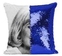 Fabulous Coussin avec Housse Sequin - Paillettes Bleu Doris Day Actrice 6 [40 x 40 cm] Bleu G
