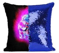Fabulous Coussin avec Housse Sequin - Paillettes Bleu Dragon Ball Son Goku Adulte [40 x 40 cm] Bleu G