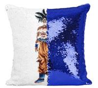 Fabulous Coussin avec Housse Sequin - Paillettes Bleu Dragon Ball Super Son Goku Déterminé [40 x 40 cm] Bleu G