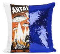 Fabulous Coussin avec Housse Sequin - Paillettes Bleu Earth vs the Flying Saucers Cinéma Vintage 2 [40 x 40 cm] Bleu G