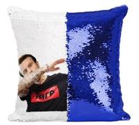 Fabulous Coussin avec Housse Sequin - Paillettes Bleu Emmanuel Macron Dab [40 x 40 cm] Bleu G