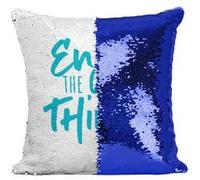 Fabulous Coussin avec Housse Sequin - Paillettes Bleu Enjoy the Little Things [40 x 40 cm] Bleu G