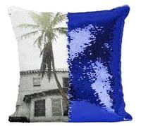 Fabulous Coussin avec Housse Sequin - Paillettes Bleu Eric Clapton 461 Ocean Boulevard [40 x 40 cm] Bleu G