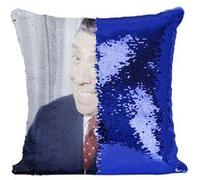 Fabulous Coussin avec Housse Sequin - Paillettes Bleu Fernandel Acteur Francais [40 x 40 cm] Bleu G