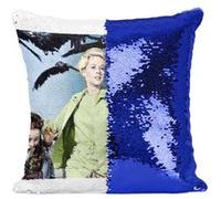 Fabulous Coussin avec Housse Sequin - Paillettes Bleu Film les Oiseaux Cinéma Vintage Menace [40 x 40 cm] Bleu G