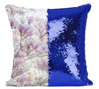 Fabulous Coussin avec Housse Sequin - Paillettes Bleu Fleurs de Cerisier Printemps Contre-jour 1 [40 x 40 cm] Bleu G
