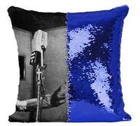 Fabulous Coussin avec Housse Sequin - Paillettes Bleu Frank Sinatra Jazz Hollywood [40 x 40 cm] Bleu G