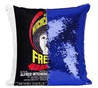 Fabulous Coussin avec Housse Sequin - Paillettes Bleu Frenzy Alfred Hitchcock Cinéma Vintage [40 x 40 cm] Bleu G