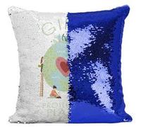 Fabulous Coussin avec Housse Sequin - Paillettes Bleu Girls Protect The Planet [40 x 40 cm] Bleu G