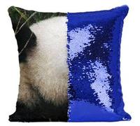 Fabulous Coussin avec Housse Sequin - Paillettes Bleu Gros Plan De Bebe Panda [40 x 40 cm] Bleu G
