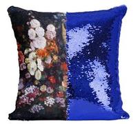 Fabulous Coussin avec Housse Sequin - Paillettes Bleu Gustave Courbet Trellis [40 x 40 cm] Bleu G