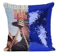 Fabulous Coussin avec Housse Sequin - Paillettes Bleu Hang'Em High Cinéma Vintage Clint Eastwood [40 x 40 cm] Bleu G