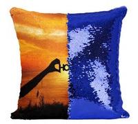 Fabulous Coussin avec Housse Sequin - Paillettes Bleu Hope Espoir Soleil Couchant [40 x 40 cm] Bleu G