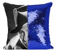 Fabulous Coussin avec Housse Sequin - Paillettes Bleu Humphrey Bogart Acteur 2 [40 x 40 cm] Bleu G