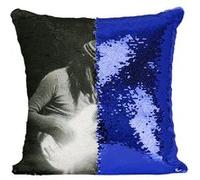 Fabulous Coussin avec Housse Sequin - Paillettes Bleu Jaco Pastorius Basse Jazz [40 x 40 cm] Bleu G