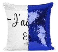 Fabulous Coussin avec Housse Sequin - Paillettes Bleu J'Adore 89 Yonne Departement Auxerre [40 x 40 cm] Bleu G