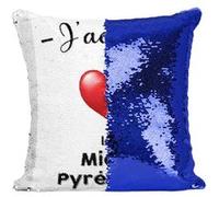 Fabulous Coussin avec Housse Sequin - Paillettes Bleu J'adore Le Midi Pyrenees Region Toulouse [40 x 40 cm] Bleu G