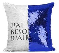 Fabulous Coussin avec Housse Sequin - Paillettes Bleu J'ai besoin d'air [40 x 40 cm] Bleu G