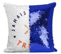 Fabulous Coussin avec Housse Sequin - Paillettes Bleu Jamais sans ma Tribu Famille [40 x 40 cm] Bleu G