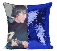 Fabulous Coussin avec Housse Sequin - Paillettes Bleu John Lennon Paul McCartney Radio Show [40 x 40 cm] Bleu G