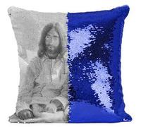 Fabulous Coussin avec Housse Sequin - Paillettes Bleu John Lennon Yoko Ono Noir & Blanc [40 x 40 cm] Bleu G
