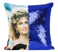 Fabulous Coussin avec Housse Sequin - Paillettes Bleu John Travolta et Olivia Newton Grease 3 [40 x 40 cm] Bleu G